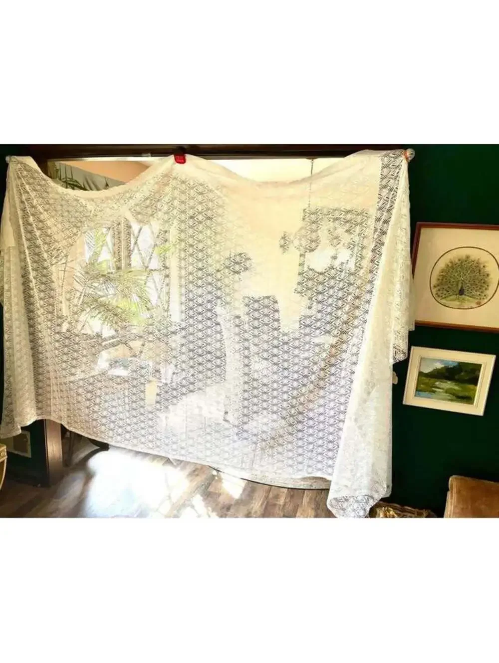 British net lace vintage curtains  1panel